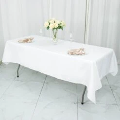 54"X96" 200 GSM Seamless Premium Polyester Rectangular Tablecloth -Home Decor Promotional Store TAB 5496 WHT PRM 02
