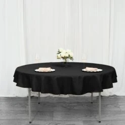 70" Seamless Premium Polyester Round Tablecloth - 200GSM -Home Decor Promotional Store TAB 70 BLK PRM 01 92348cda 3d4e 4b34 b20c a554a6070771