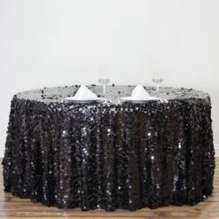 120" Big Payette Sequin Round Tablecloth Premium Collection -Home Decor Promotional Store TAB 71 120 BLK 01