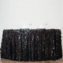 120" Big Payette Sequin Round Tablecloth Premium Collection -Home Decor Promotional Store TAB 71 120 BLK 02