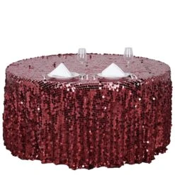 120" Big Payette Sequin Round Tablecloth Premium Collection -Home Decor Promotional Store TAB 71 120 BURG 99