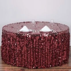 120" Big Payette Sequin Round Tablecloth Premium Collection -Home Decor Promotional Store TAB 71 120 BURG 01