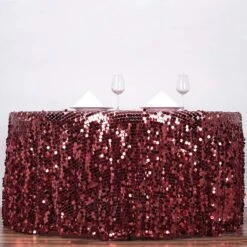 120" Big Payette Sequin Round Tablecloth Premium Collection -Home Decor Promotional Store TAB 71 120 BURG 02