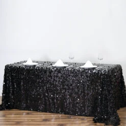 90"x132" Seamless Big Payette Sequin Rectangle Tablecloth Premium Collection -Home Decor Promotional Store TAB 71 90132 BLK 01