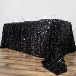 90"x132" Seamless Big Payette Sequin Rectangle Tablecloth Premium Collection -Home Decor Promotional Store TAB 71 90132 BLK 02