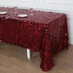 90"x132" Seamless Big Payette Sequin Rectangle Tablecloth Premium Collection -Home Decor Promotional Store TAB 71 90132 BURG D05