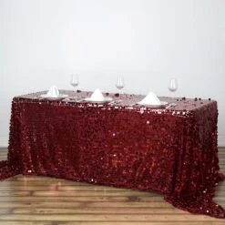 90"x132" Seamless Big Payette Sequin Rectangle Tablecloth Premium Collection -Home Decor Promotional Store TAB 71 90132 BURG 01