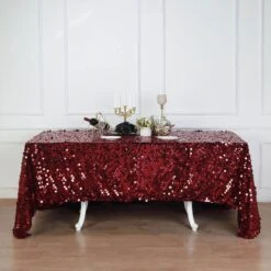 90"x132" Seamless Big Payette Sequin Rectangle Tablecloth Premium Collection