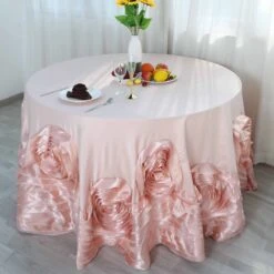 120" Large Rosette Round Lamour Satin Tablecloth -Home Decor Promotional Store TAB 73 120 046 01