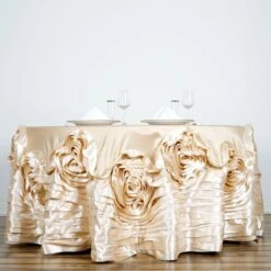 120" Large Rosette Round Lamour Satin Tablecloth -Home Decor Promotional Store TAB 73 120 CHMP 02