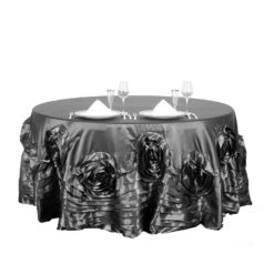 132" Large Rosette Round Lamour Satin Tablecloth -Home Decor Promotional Store TAB 73 132 CHRC 99