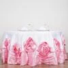 132" Large Rosette Round Lamour Satin Tablecloth