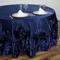 132" Large Rosette Round Lamour Satin Tablecloth -Home Decor Promotional Store TAB 73 132 PARENT 3