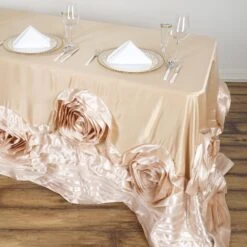 90" X 132" Large Rosette Rectangular Lamour Satin Tablecloth -Home Decor Promotional Store TAB 73 90132 CHMP D01 66d67017 893c 4d6a b7f7 02c13f91ffea