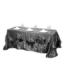 90" X 132" Large Rosette Rectangular Lamour Satin Tablecloth -Home Decor Promotional Store TAB 73 90132 CHRC 99