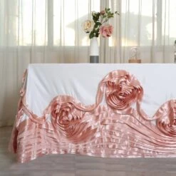 90" X 132" Large Rosette Rectangular Lamour Satin Tablecloth -Home Decor Promotional Store TAB 73 90132 WH046 D08 cd67d29b ea4f 49d6 b8f3 2e524cc86775