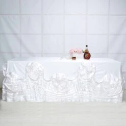 90" X 132" Large Rosette Rectangular Lamour Satin Tablecloth