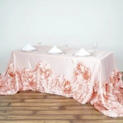 90" X 132" Large Rosette Rectangular Lamour Satin Tablecloth -Home Decor Promotional Store TAB 73 90156 046 01.progressive 991c6a65 4bf0 48cb 9ae0 2fd279170ac4