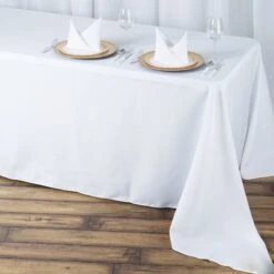 90"x156" 200 GSM Seamless Premium Polyester Rectangular Tablecloth -Home Decor Promotional Store TAB 90156 WHT PRM 02