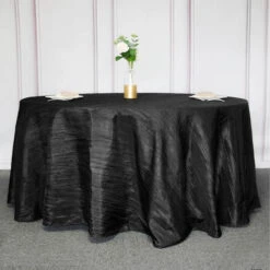 120" Accordion Crinkle Taffeta Round Tablecloth -Home Decor Promotional Store TAB ACRNK 120 BLK D02 490x490 ab8bce8e 8a5f 4918 ac81 5d3e8439d08b