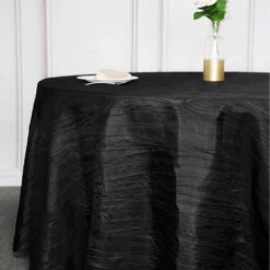 120" Accordion Crinkle Taffeta Round Tablecloth -Home Decor Promotional Store TAB ACRNK 120 BLK D03 760x760 a20af611 c872 478e 8db4 bcdcacea772f