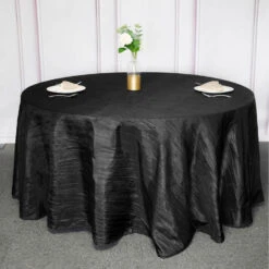 120" Accordion Crinkle Taffeta Round Tablecloth -Home Decor Promotional Store TAB ACRNK 120 BLK 02 760x760 5a56f9b7 3c51 4d7b 8d25 0a9854c6ae11