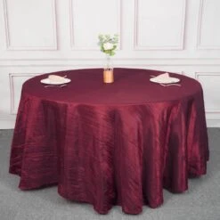 120" Accordion Crinkle Taffeta Round Tablecloth -Home Decor Promotional Store TAB ACRNK 120 BURG 02 760x760 8d156822 1bbc 4126 956f 4780ae426cf0