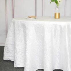 120" Accordion Crinkle Taffeta Round Tablecloth -Home Decor Promotional Store TAB ACRNK 120 WHT D03 760x760 b6e730ae 2b5b 413b 8095 6a1af2759b3d