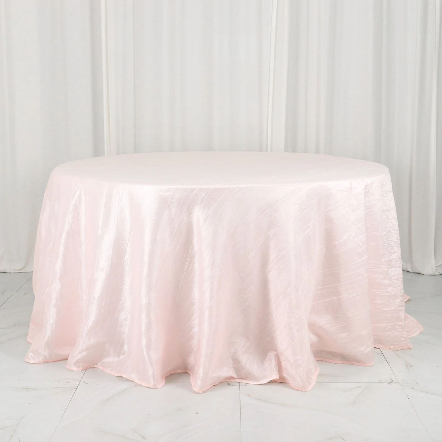 132" Accordion Crinkle Taffeta Seamless Round Tablecloth 11 132" Accordion Crinkle Taffeta Seamless Round Tablecloth - Image 11