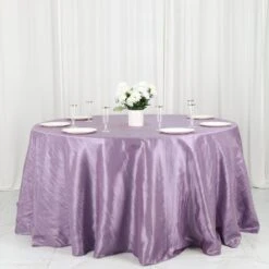 132" Accordion Crinkle Taffeta Seamless Round Tablecloth