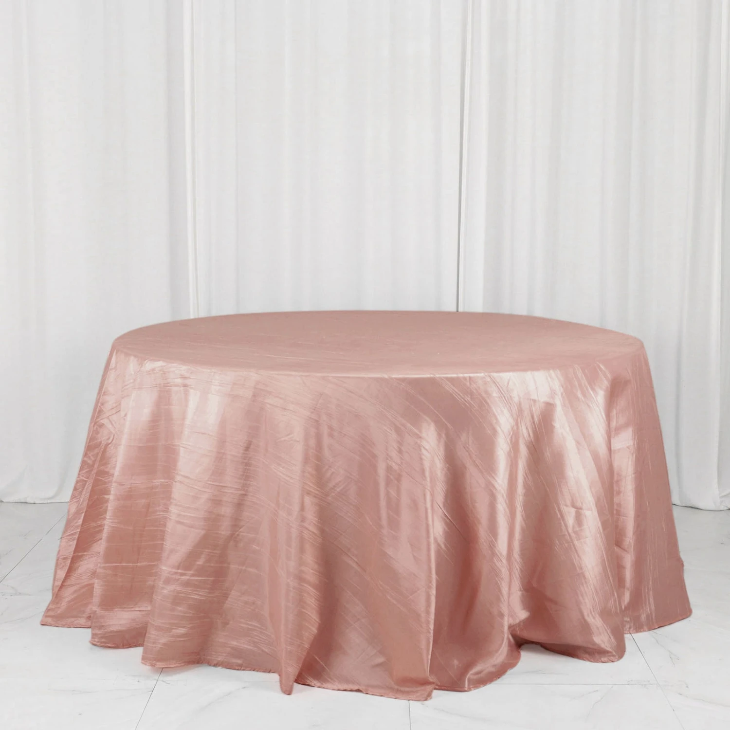 132" Accordion Crinkle Taffeta Seamless Round Tablecloth 19 132" Accordion Crinkle Taffeta Seamless Round Tablecloth - Image 19