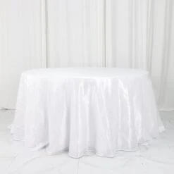 132" Accordion Crinkle Taffeta Seamless Round Tablecloth 26 132" Accordion Crinkle Taffeta Seamless Round Tablecloth -Home Decor Promotional Store TAB ACRNK 136 WHT D02