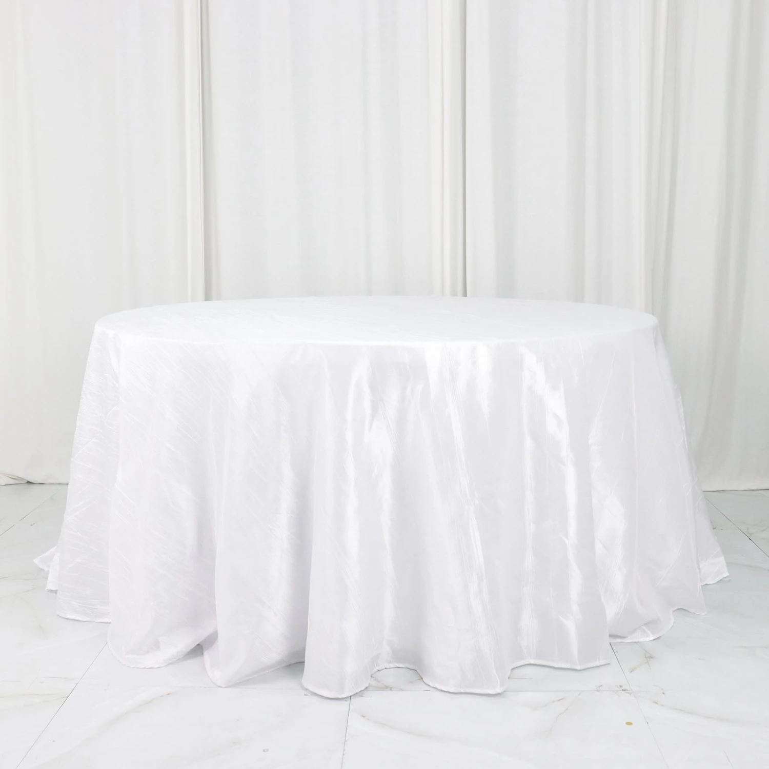 132" Accordion Crinkle Taffeta Seamless Round Tablecloth 7 132" Accordion Crinkle Taffeta Seamless Round Tablecloth - Image 7