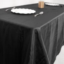 90" X 132" Accordion Crinkle Taffeta Rectangular Tablecloth -Home Decor Promotional Store TAB ACRNK 90132 BLK D01