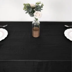 90" X 132" Accordion Crinkle Taffeta Rectangular Tablecloth -Home Decor Promotional Store TAB ACRNK 90132 BLK D02