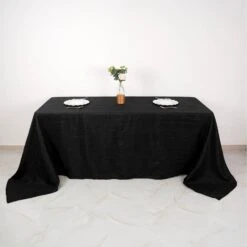 90" X 132" Accordion Crinkle Taffeta Rectangular Tablecloth -Home Decor Promotional Store TAB ACRNK 90132 BLK 01