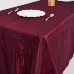90" X 132" Accordion Crinkle Taffeta Rectangular Tablecloth -Home Decor Promotional Store TAB ACRNK 90132 BURG D01