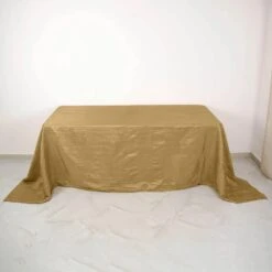 90" X 132" Accordion Crinkle Taffeta Rectangular Tablecloth -Home Decor Promotional Store TAB ACRNK 90132 GOLD D04