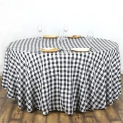 108" | Seamless Buffalo Plaid Round Tablecloth, Checkered Gingham Polyester Tablecloth -Home Decor Promotional Store TAB CHK108 BLK.3