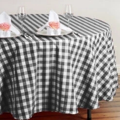 108" | Seamless Buffalo Plaid Round Tablecloth, Checkered Gingham Polyester Tablecloth -Home Decor Promotional Store TAB CHK108 BLK 2
