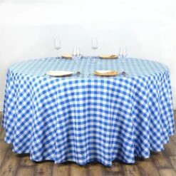 108" | Seamless Buffalo Plaid Round Tablecloth, Checkered Gingham Polyester Tablecloth -Home Decor Promotional Store TAB CHK108 BLUE.3