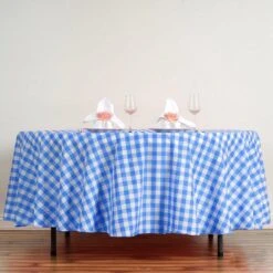 108" | Seamless Buffalo Plaid Round Tablecloth, Checkered Gingham Polyester Tablecloth -Home Decor Promotional Store TAB CHK108 BLUE 1