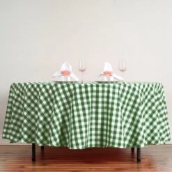 108" | Seamless Buffalo Plaid Round Tablecloth, Checkered Gingham Polyester Tablecloth -Home Decor Promotional Store TAB CHK108 GRN 1
