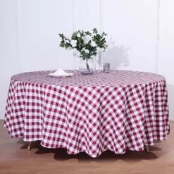 108" | Seamless Buffalo Plaid Round Tablecloth, Checkered Gingham Polyester Tablecloth