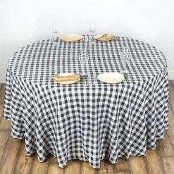 120" | Seamless Buffalo Plaid Round Tablecloth, Checkered Gingham Polyester Tablecloth -Home Decor Promotional Store TAB CHK120 BLK