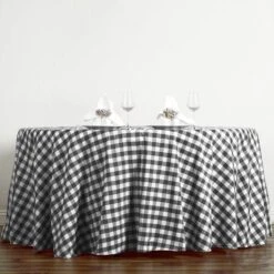 120" | Seamless Buffalo Plaid Round Tablecloth, Checkered Gingham Polyester Tablecloth -Home Decor Promotional Store TAB CHK120 BLK 1
