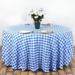 120" | Seamless Buffalo Plaid Round Tablecloth, Checkered Gingham Polyester Tablecloth -Home Decor Promotional Store TAB CHK120 BLUE3 3e4e870a 6ec1 4f64 894d 9b06ed0587d6