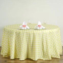 120" | Seamless Buffalo Plaid Round Tablecloth, Checkered Gingham Polyester Tablecloth