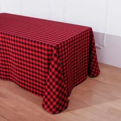 Buffalo Plaid Tablecloth | 90" X 132" Rectangular | Checkered Polyester Linen Tablecloth -Home Decor Promotional Store TAB CHK90132 BLKRED D04.progressive 40dce0b8 1077 43c2 80eb 168c85b8522f