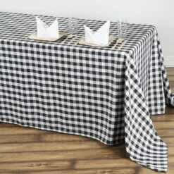 Buffalo Plaid Tablecloth | 90" X 132" Rectangular | Checkered Polyester Linen Tablecloth -Home Decor Promotional Store TAB CHK90132 BLK 01